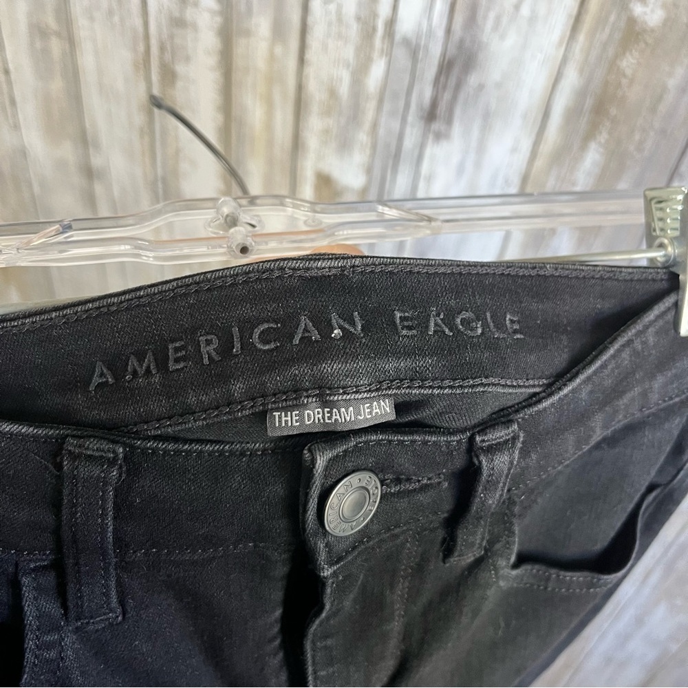American Eagle The Dream High Rise Jegging Short Black Jeans 2 - Picture 6 of 8